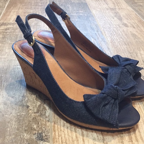 clarks denim wedge